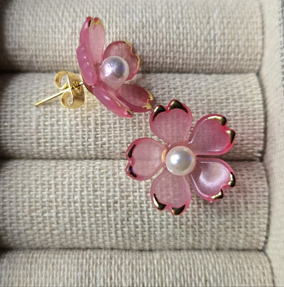 Red and Gold Floral Earrings